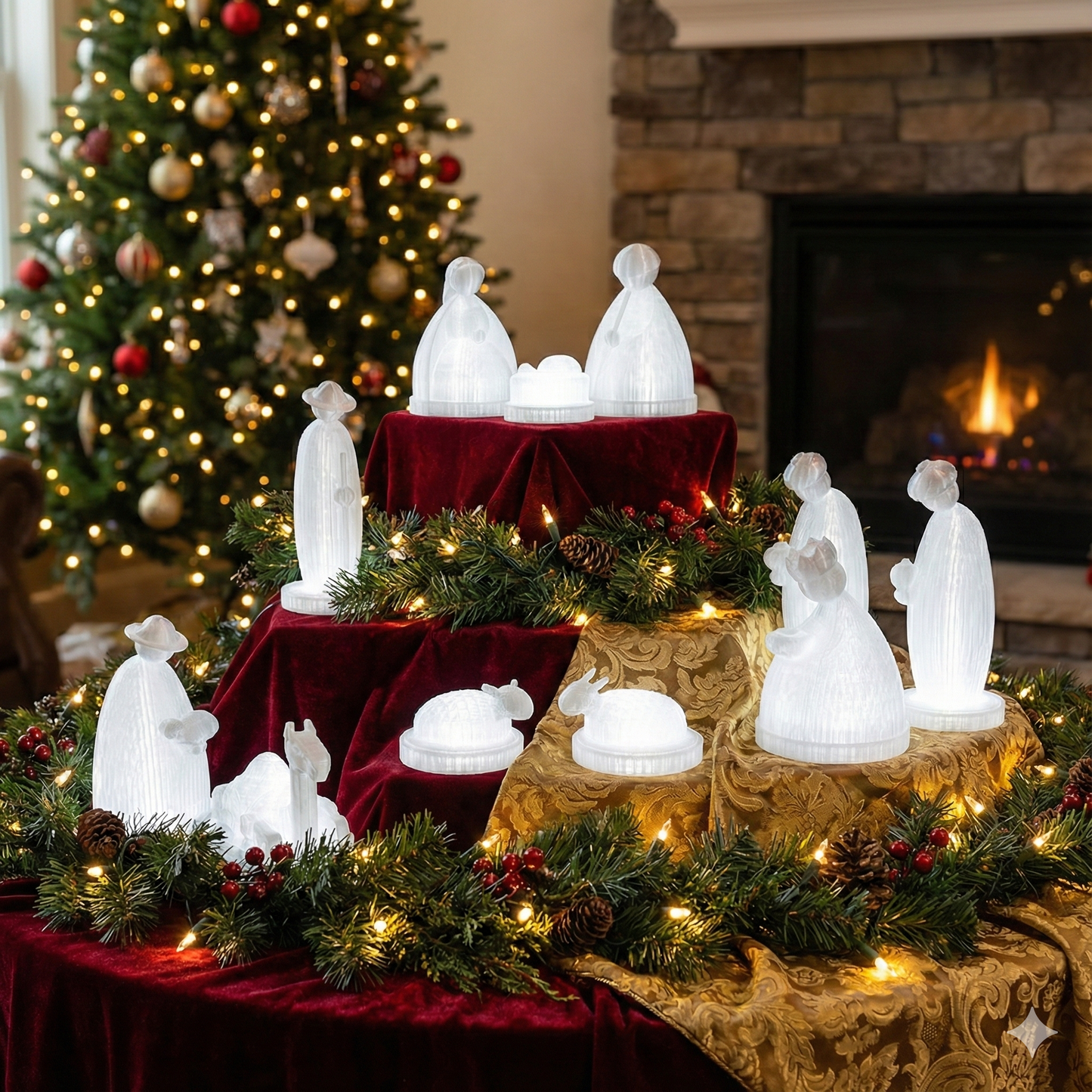 Backlit Modern 3D Printed Nativity Set